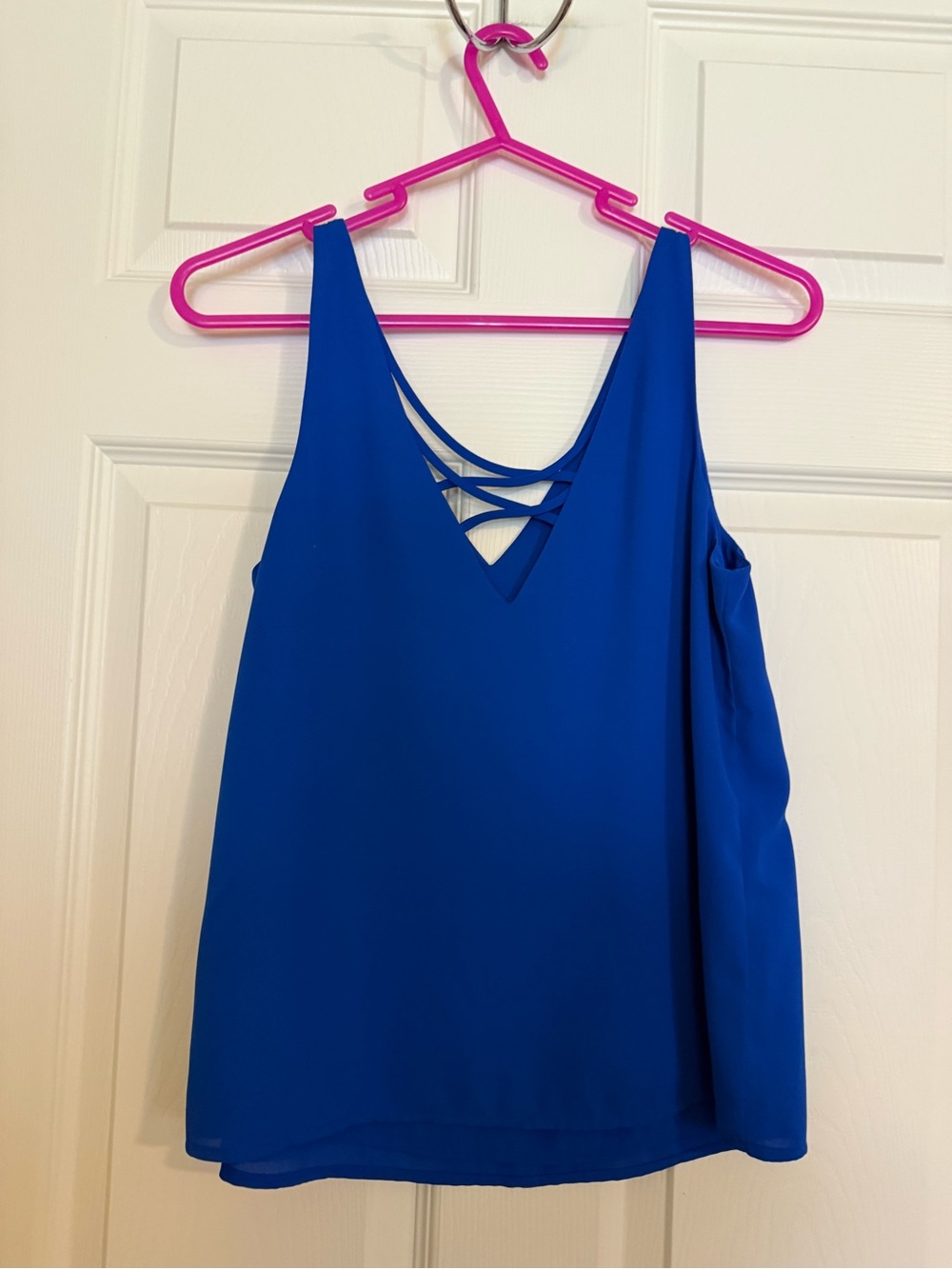 Express Women’s Blue Sleeveless Strappy V-Neck Top